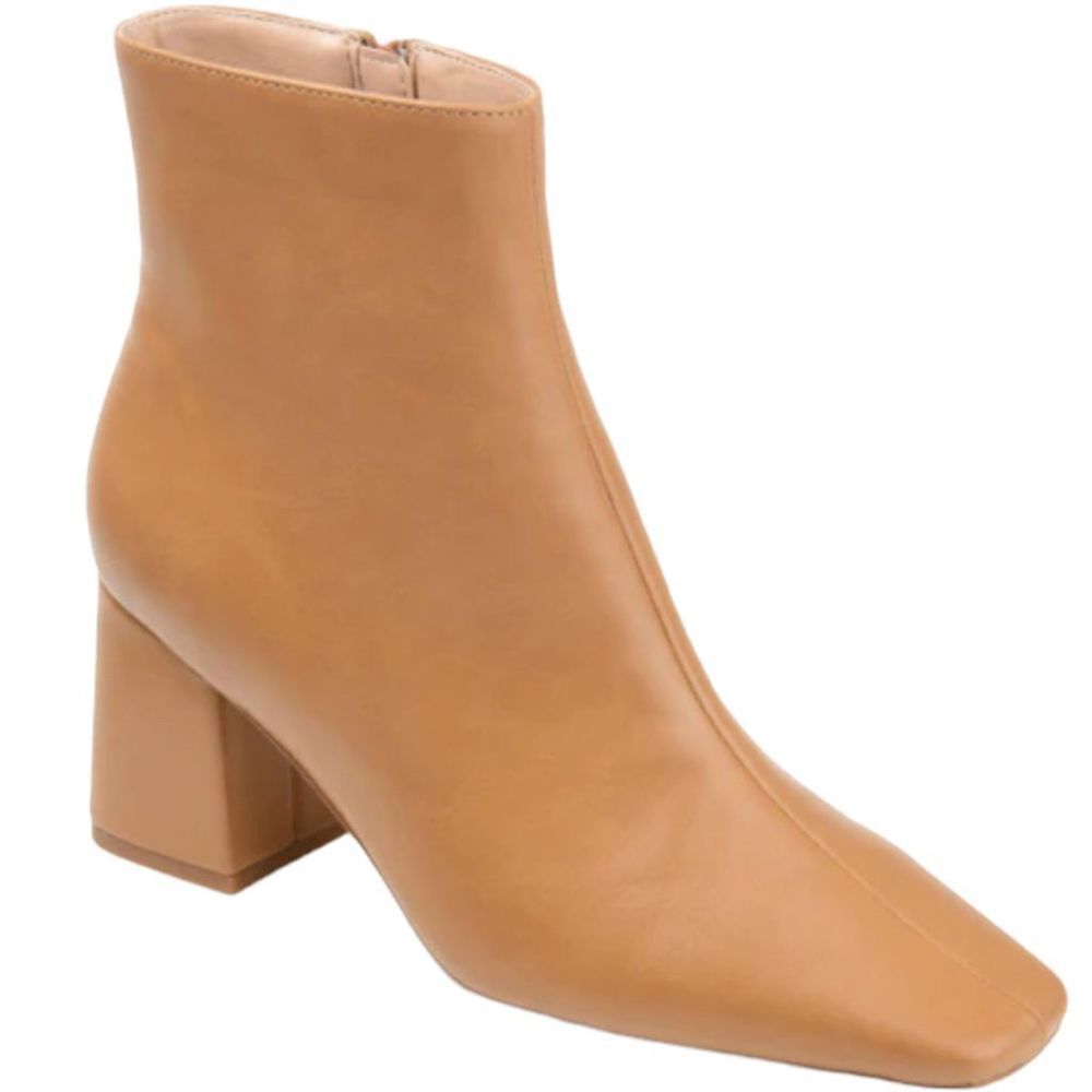 JOURNEE COLLECTION Women's Boot Bootie Vegan Square Comfort Haylinn Tan 9.5 NEW